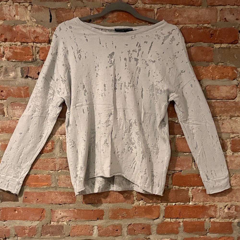 Generation Love Light Gray Distressed Long Sleeve Top